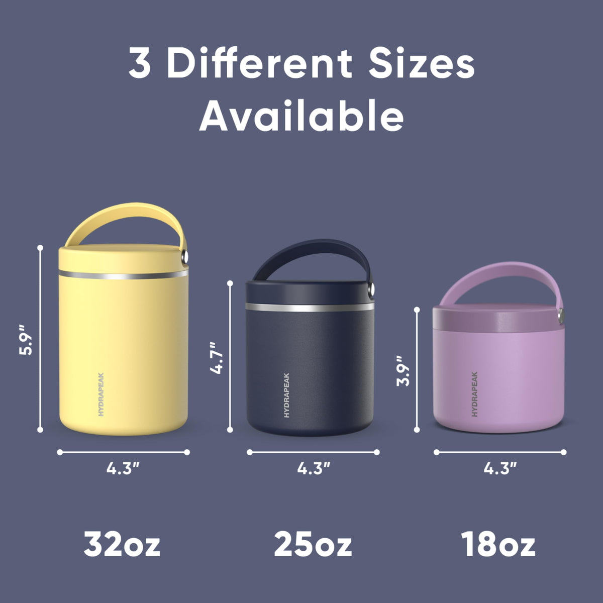 Hydrapeak 25oz Stainless Steel Vacuum Insulated Food Jar for Hot Food and Cold Food, Wide Mouth Leak-Proof Soup Jar for Adults, 10 Hours Hot and 16 Hours Cold (Black)