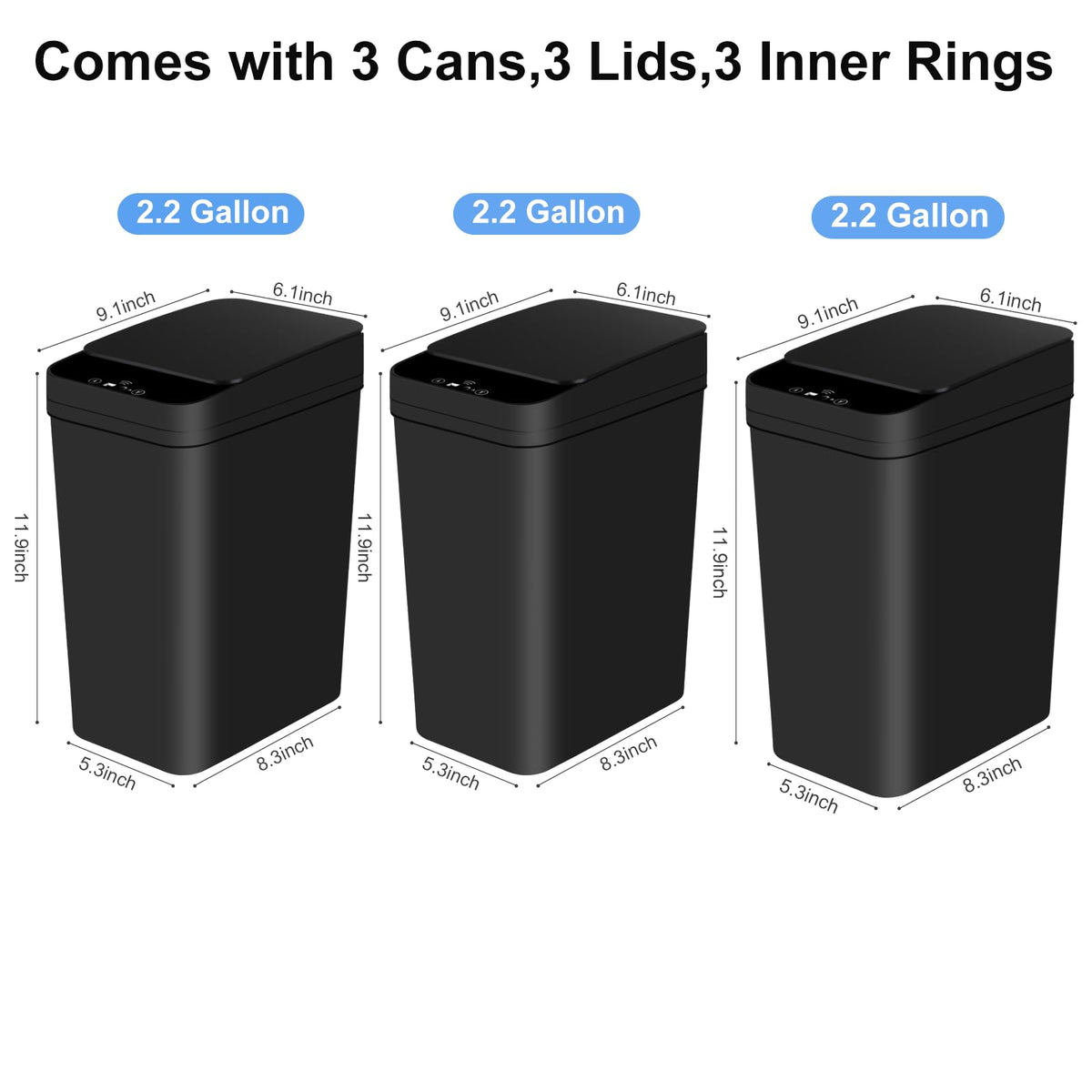 Anborry Bathroom Smart Touchless Trash Can 2.2 Gallon Automatic Motion Sensor Rubbish Can with Lid Electric Narrow Small Garbage Bin for Kitchen, Office, Living Room, Toilet, Bedroom, RV