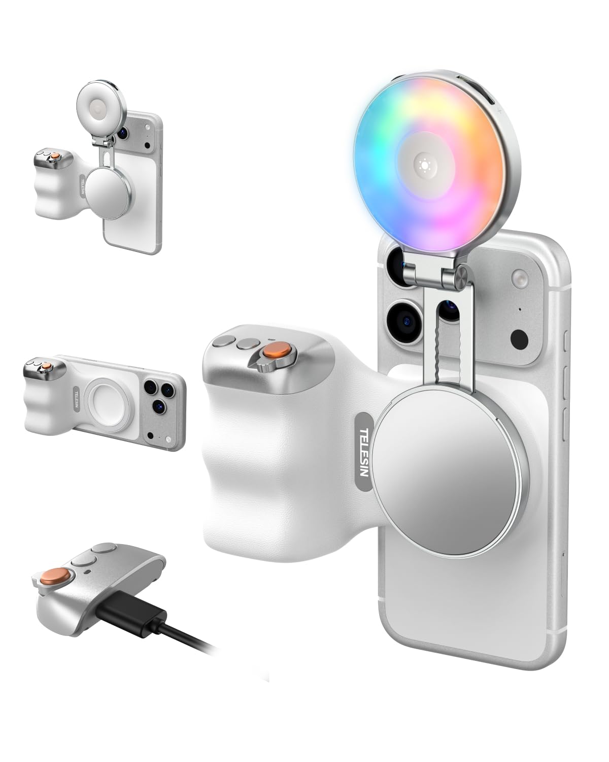 TELESIN Magnetic Phone Camera Grip with C03 Magnetic Selfie Light Kit