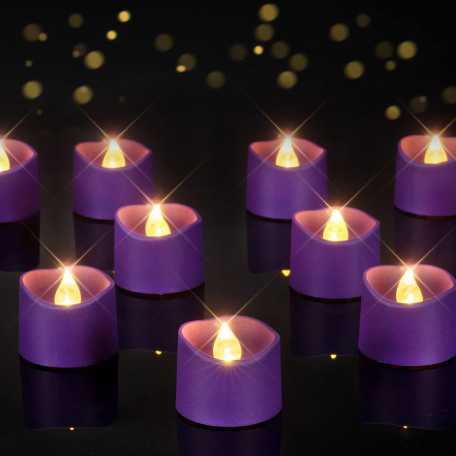 Homemory 24-Pack Purple Flameless Battery Tea Light Candles, 200+ Hours