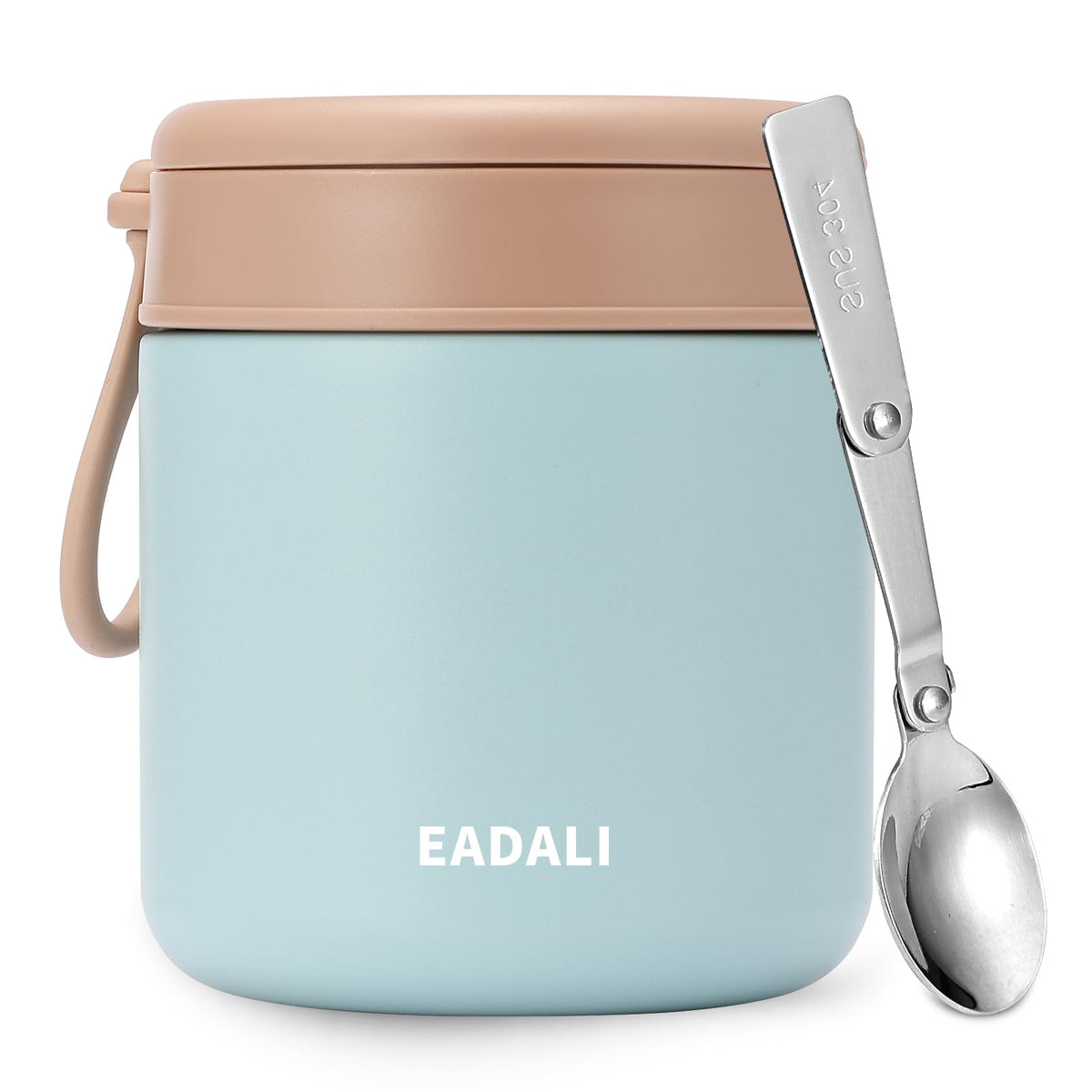 Eadali 15.2oz Kids Food Jar for Hot Food – Vacuum Insulated Lunch Container with 316 Stainless Steel Interior, Leakproof Wide Mouth & Foldable Spoon for School Meals