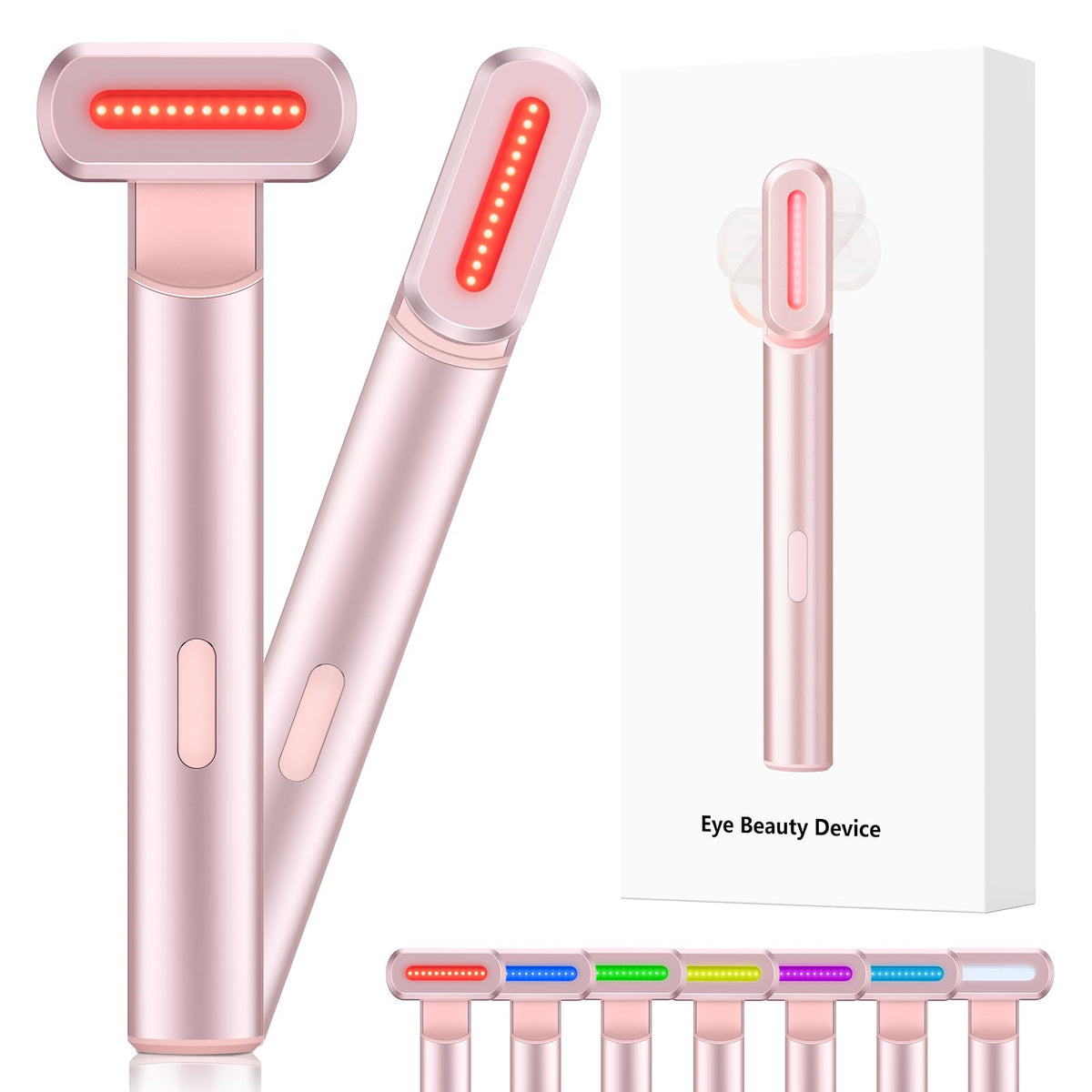 4-in-1 Light-Therapy-Wand,Red Light Therapy for Face and Neck - Microcurrent Facial Device for Anti-Aging - Face & Eye Massager Skincare (2 Colors led Light)