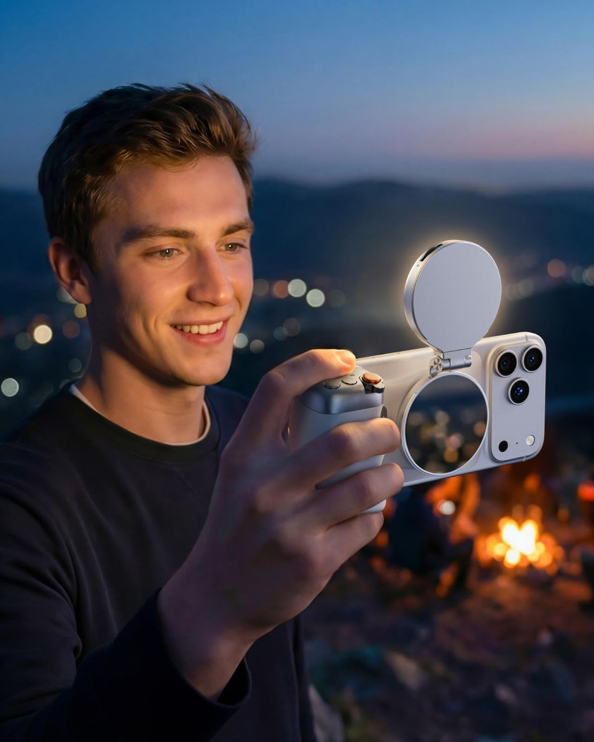 TELESIN Magnetic Phone Camera Grip with C03 Magnetic Selfie Light Kit