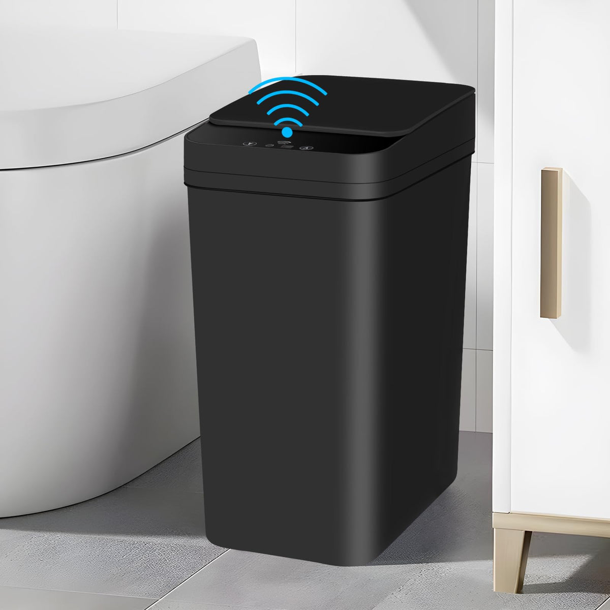 Anborry Bathroom Smart Touchless Trash Can 2.2 Gallon Automatic Motion Sensor Rubbish Can with Lid Electric Narrow Small Garbage Bin for Kitchen, Office, Living Room, Toilet, Bedroom, RV
