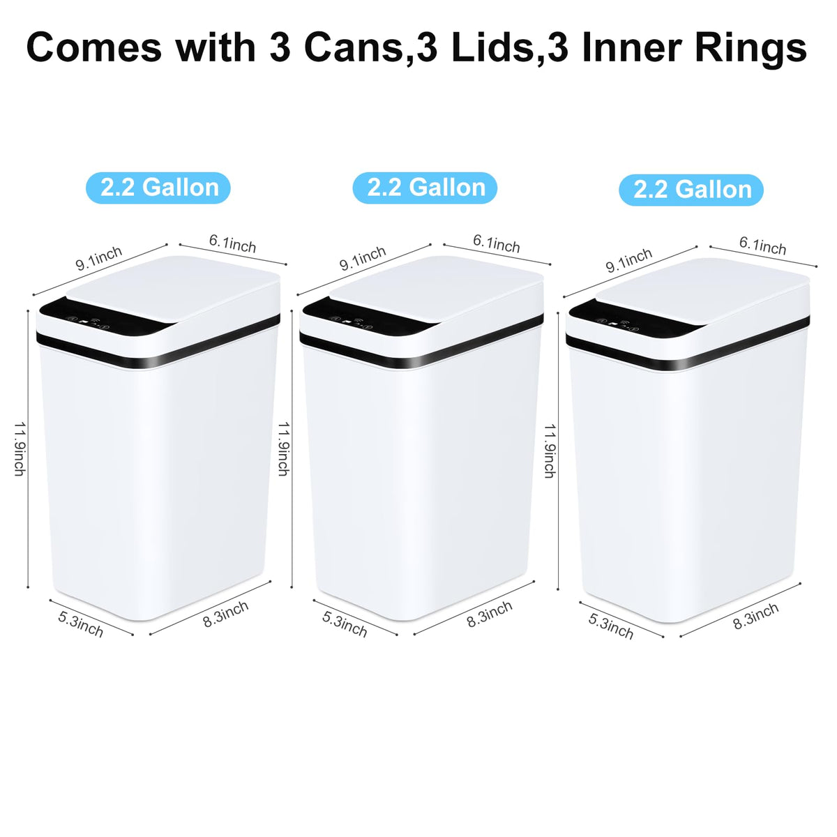 Anborry Bathroom Smart Touchless Trash Can 2.2 Gallon Automatic Motion Sensor Rubbish Can with Lid Electric Narrow Small Garbage Bin for Kitchen, Office, Living Room, Toilet, Bedroom, RV
