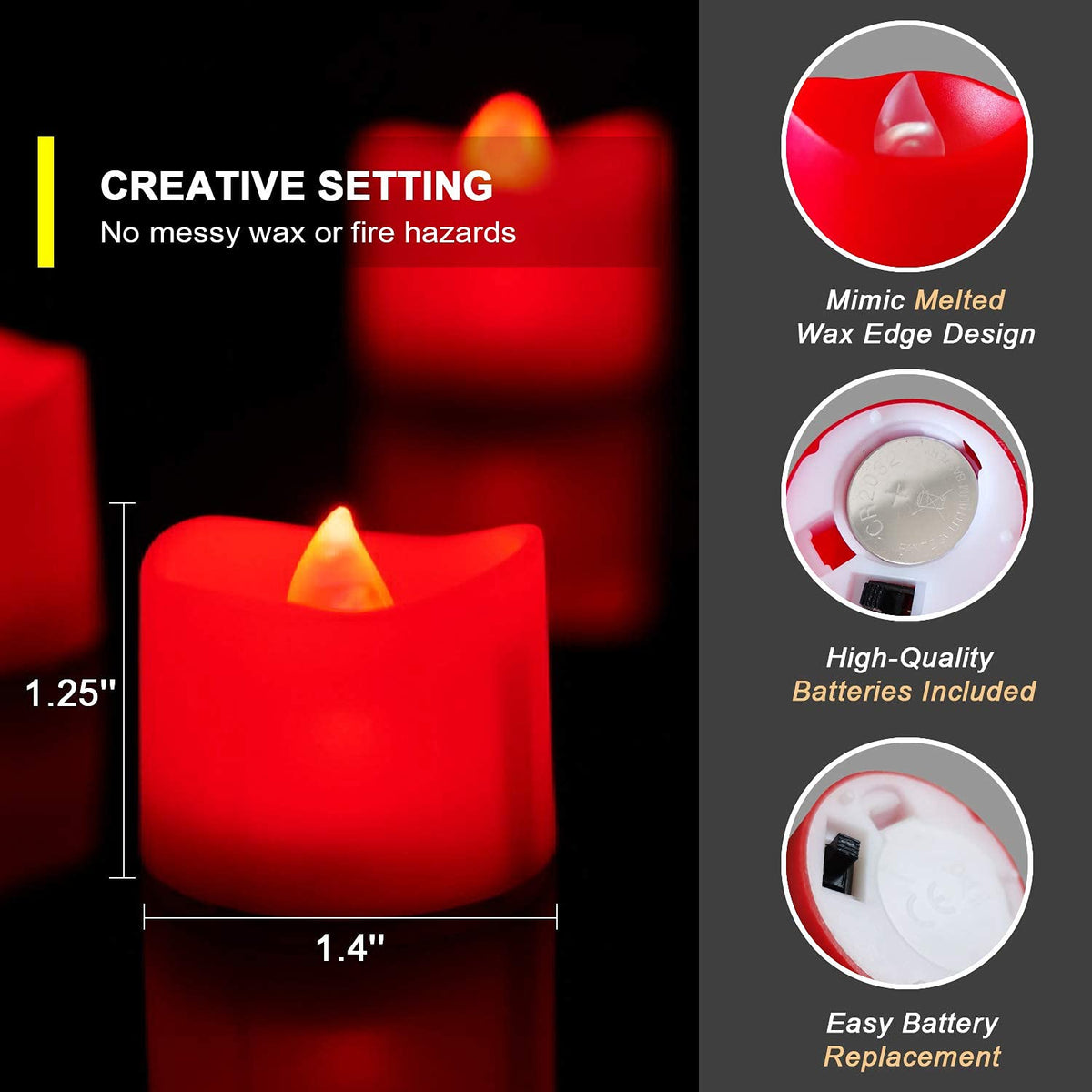Homemory 24-Pack Purple Flameless Battery Tea Light Candles, 200+ Hours