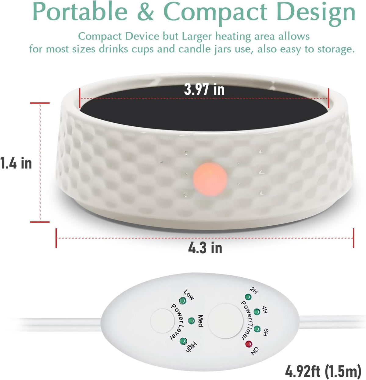 Electric Large Candle Warmer Plate - Ceramic Candle Wax Warmers Timer Adjust Fragrance Intensity Auto Shut off for Home Office, Aromatherapy Fragrance and Heating Beverage, Milk, Tea, Hot Chocolate