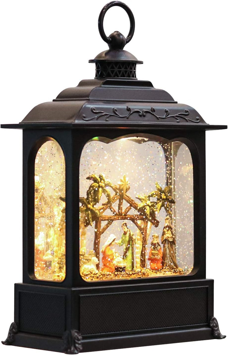 Nativity Musical Snow Globe Lantern Battery Operated with Timer