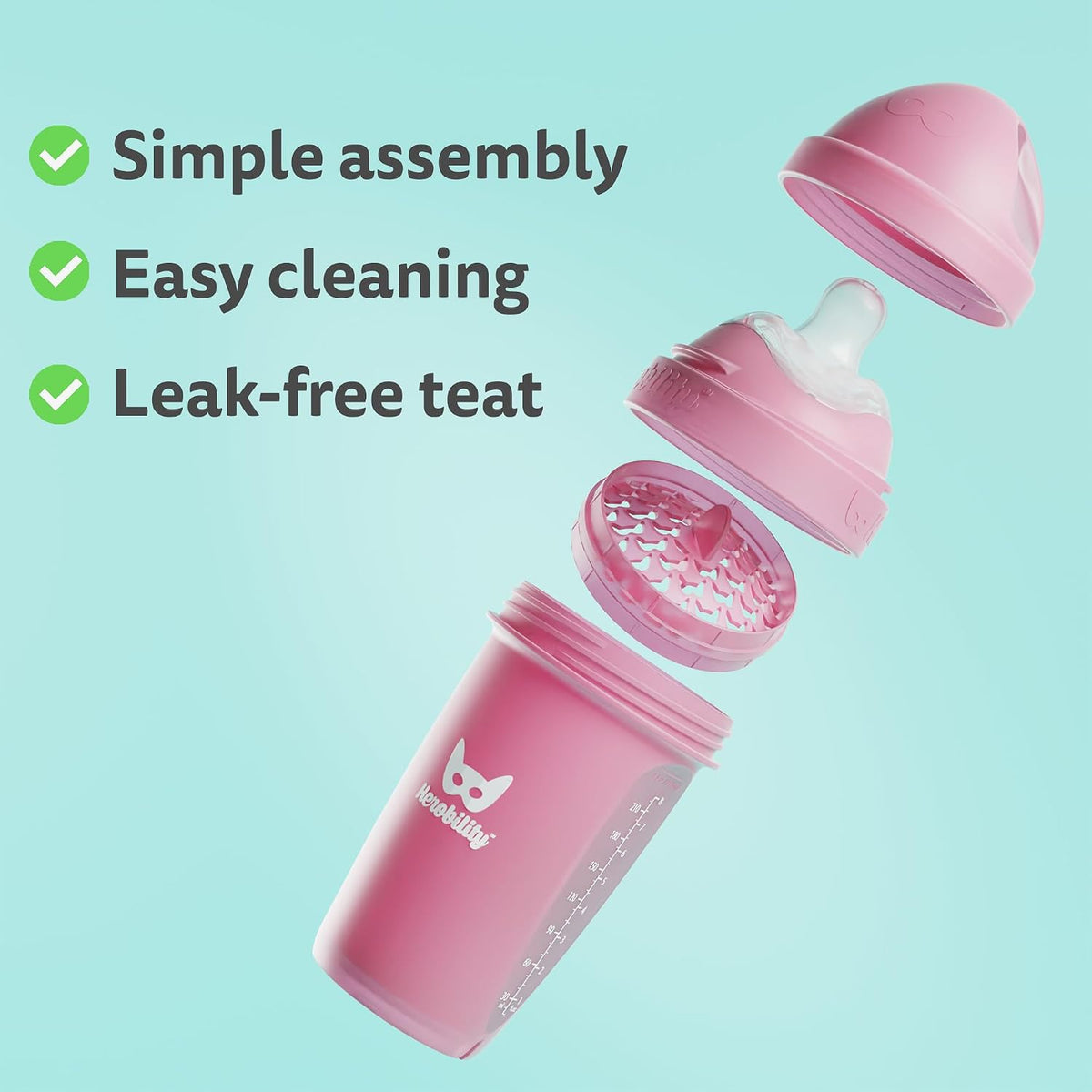 Anti-Colic Baby Bottles 5 Fl Oz/140Ml- Pack of 4 Newborn Baby Bottles, Slow Flow Plastic Bottles, Breast-Shaped Teat for Breastfed Babies – Multicolor – White, Gray, Pink, Hawthorn Rose