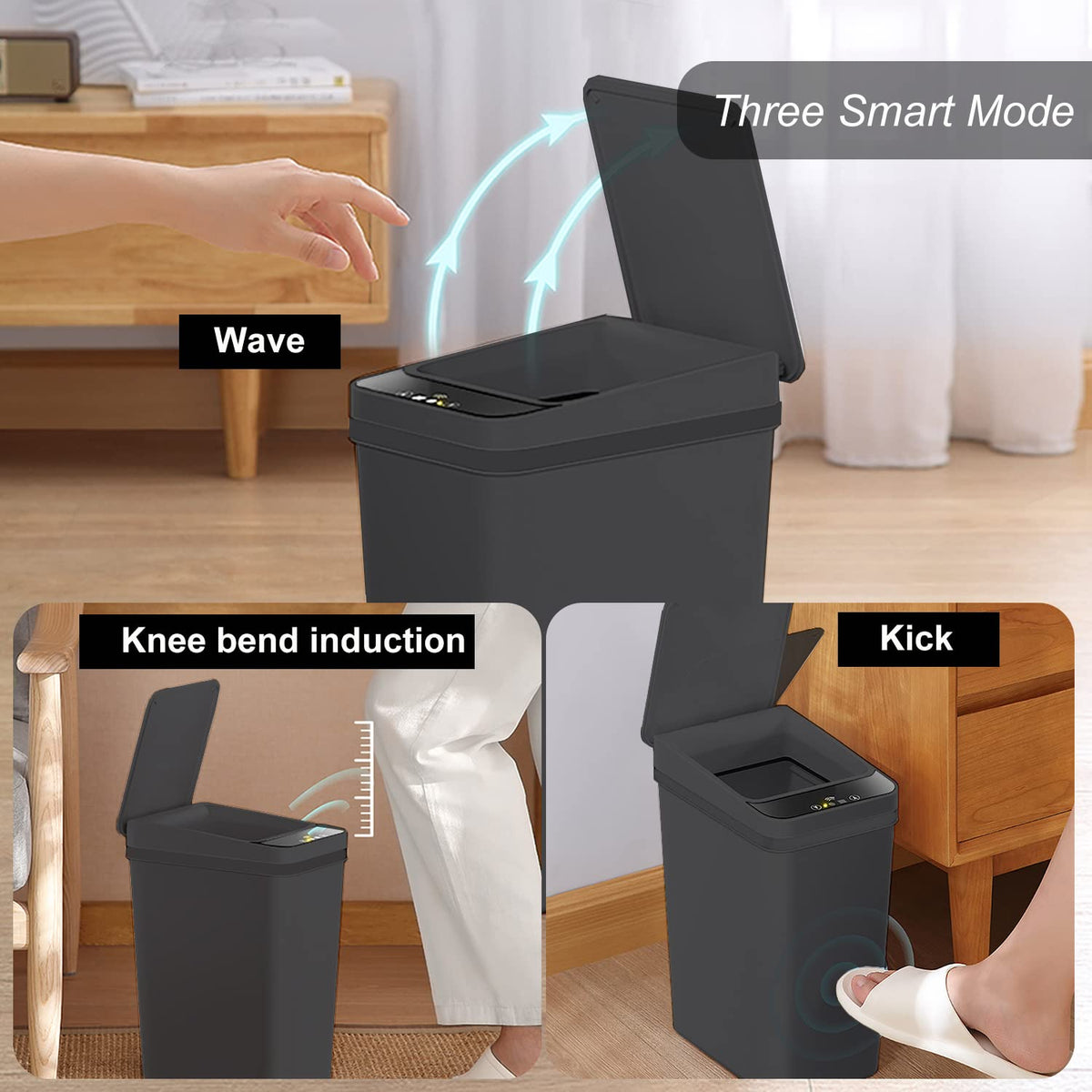 Touchless Bathroom Trash Can - 2.5 Gallon Smart Trash Can Sensor Motion