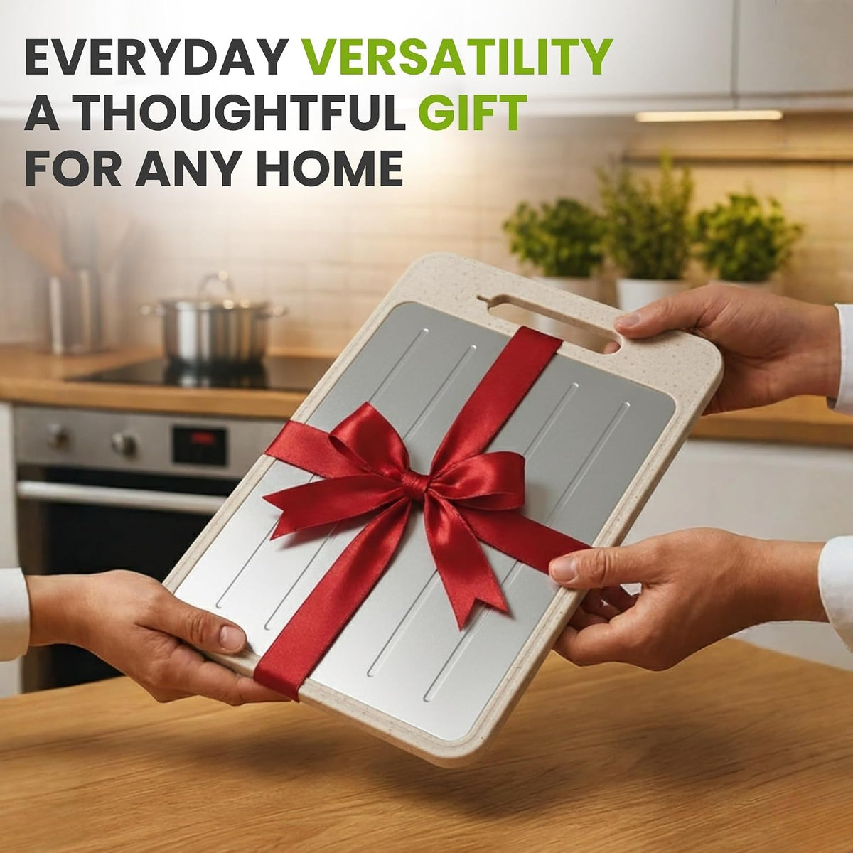 4-in-1 Defrosting Tray for Frozen Meat, Thawing Plate with Cutting Board