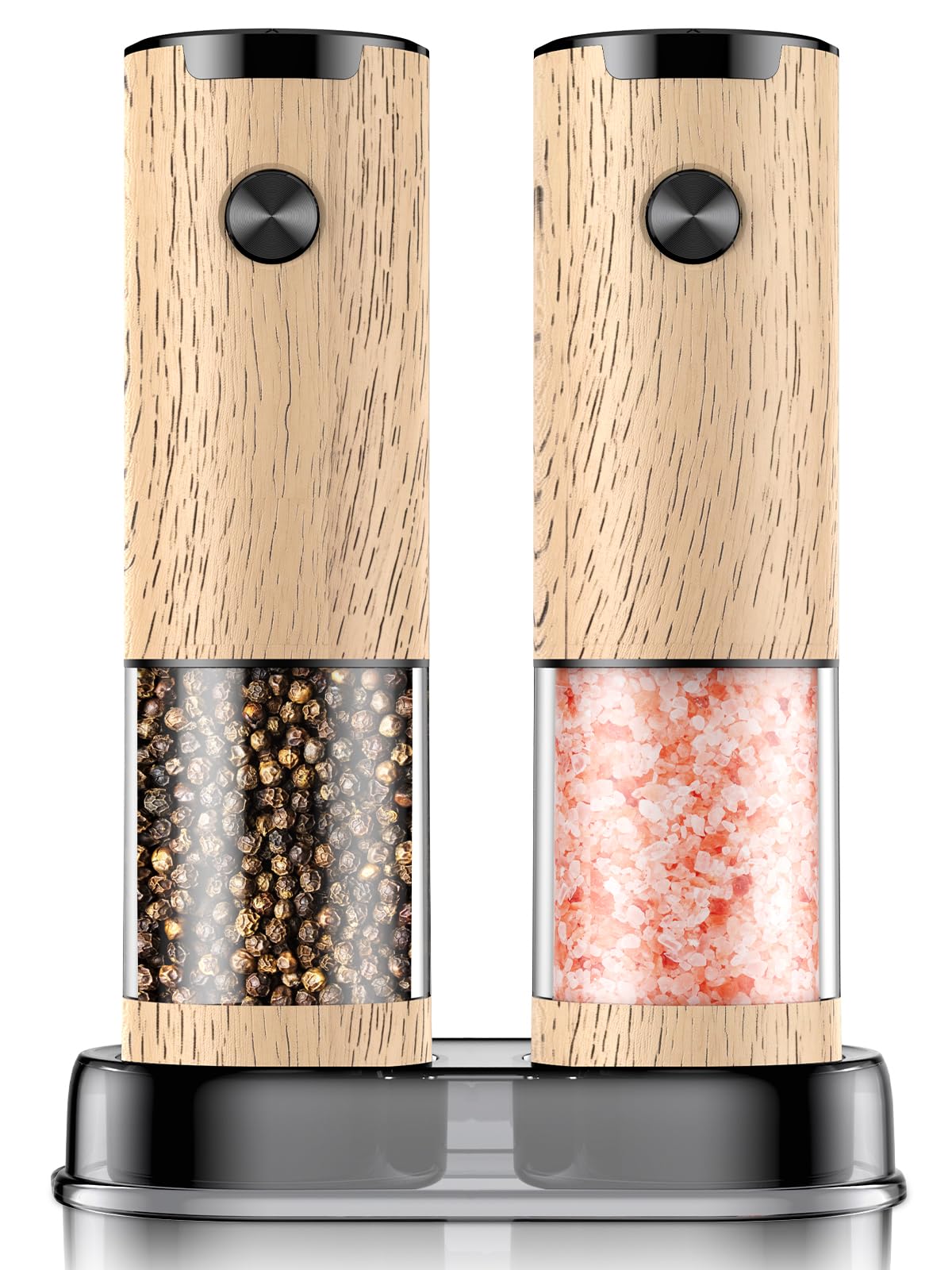 Electric Salt and Pepper Grinder Set Automatic Battery Pepper Mill Shakers Adjustable Coarseness Upgraded Larger Capacity with Led Home and Kitchen Appliances White Elephant Gifts for Women Men