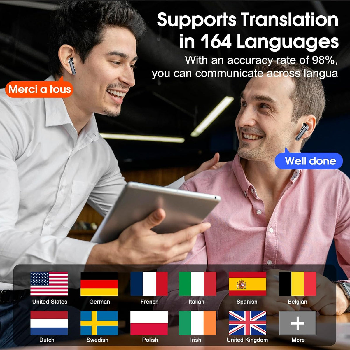 Real Time AI Translation Earbuds 165 Languages 6 Modes No Subscription
