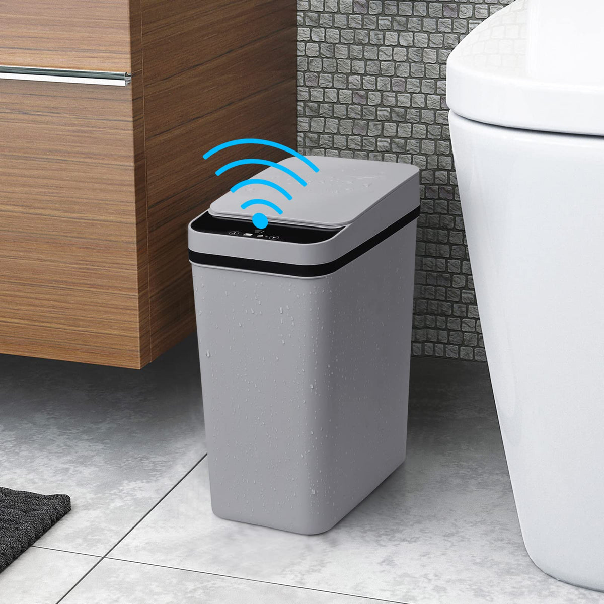 Anborry Bathroom Smart Touchless Trash Can 2.2 Gallon Automatic Motion Sensor Rubbish Can with Lid Electric Narrow Small Garbage Bin for Kitchen, Office, Living Room, Toilet, Bedroom, RV