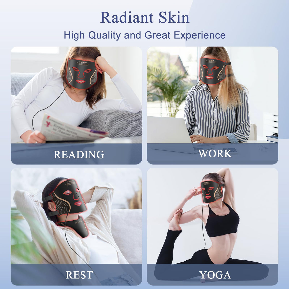 FDA-Cleared LED Light Therapy Mask, 7-Color Red Light Therapy for Face Anti-Aging, Wrinkle Reduction & Acne, Rechargeable Soft Silicone Home Skincare Device
