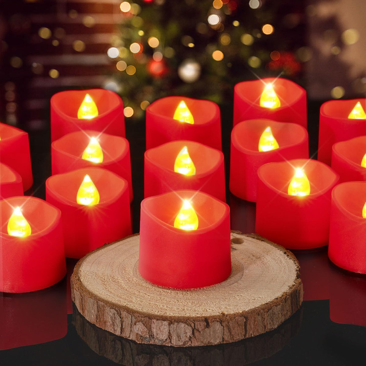 Homemory 24-Pack Purple Flameless Battery Tea Light Candles, 200+ Hours