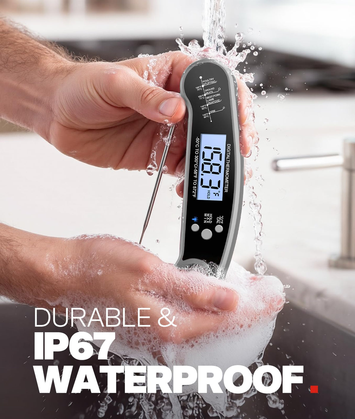 Meat Thermometer Digital, 1-2 Sec Instant Read, Grilling, Cooking, Food