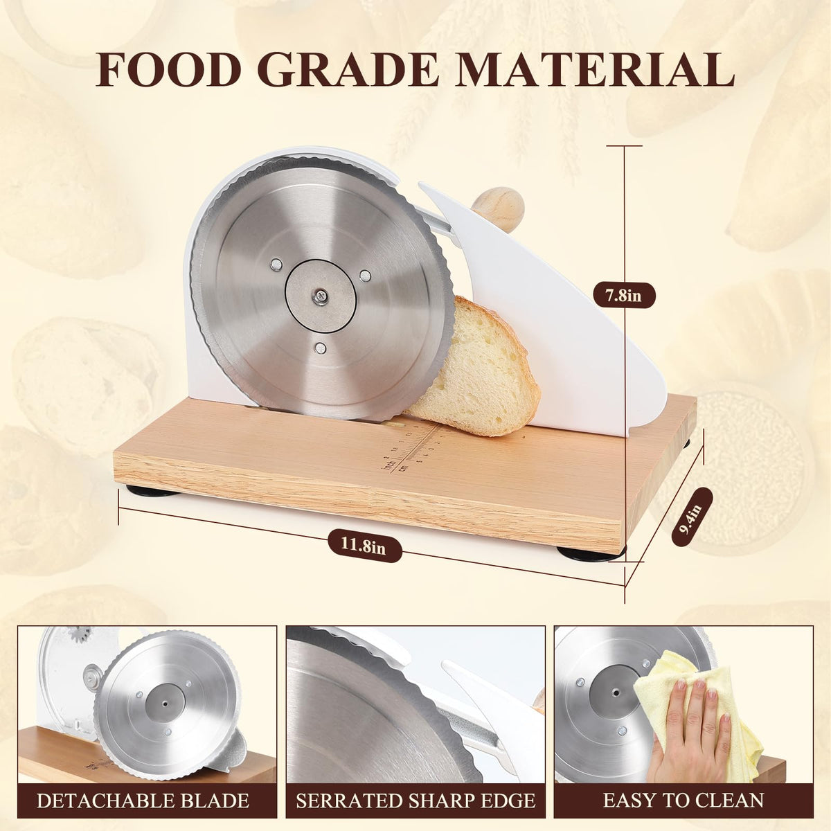 Manual Bread Slicer for Homemade Bread,Even Slicing from Thin to Thick