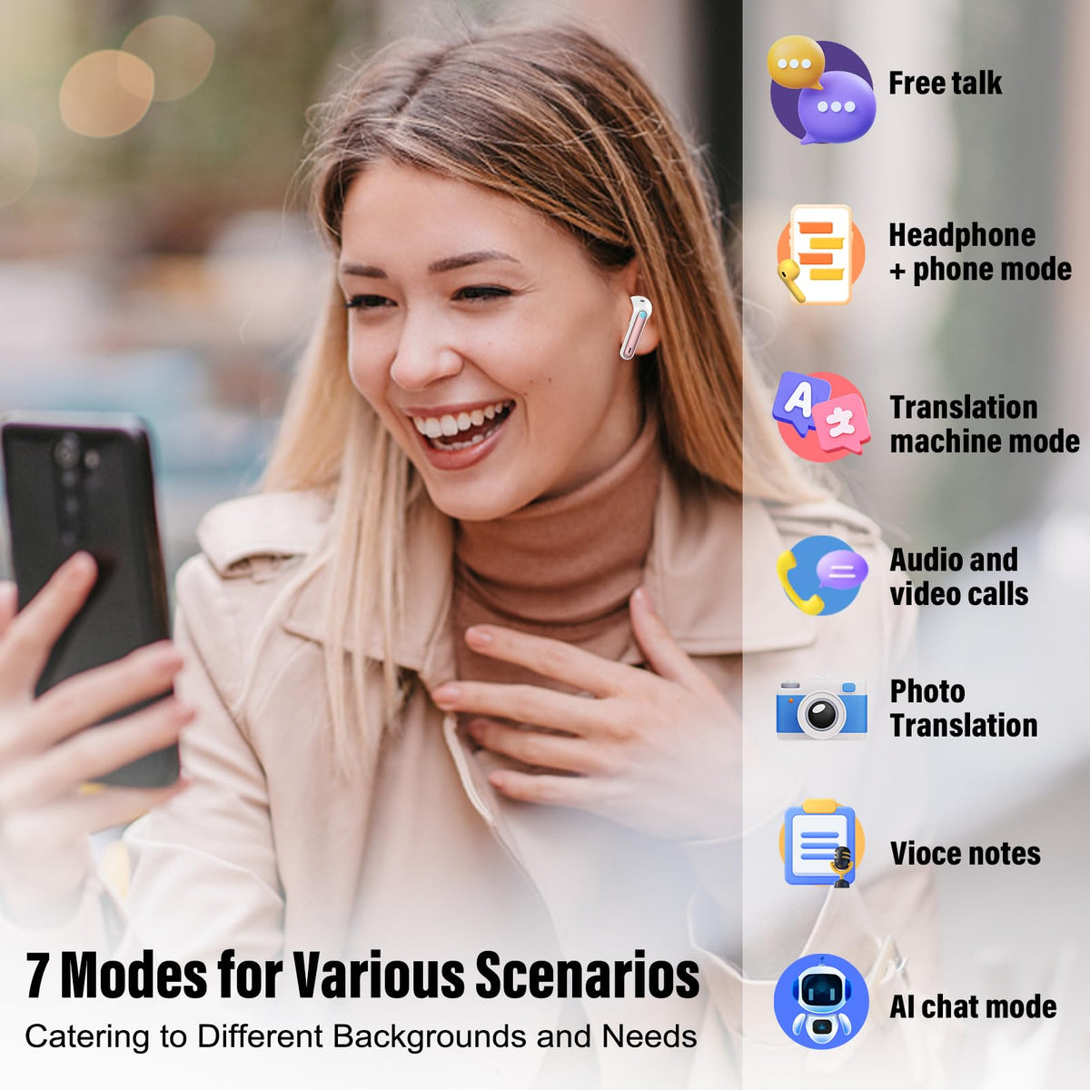 Real Time AI Translation Earbuds 165 Languages 6 Modes No Subscription