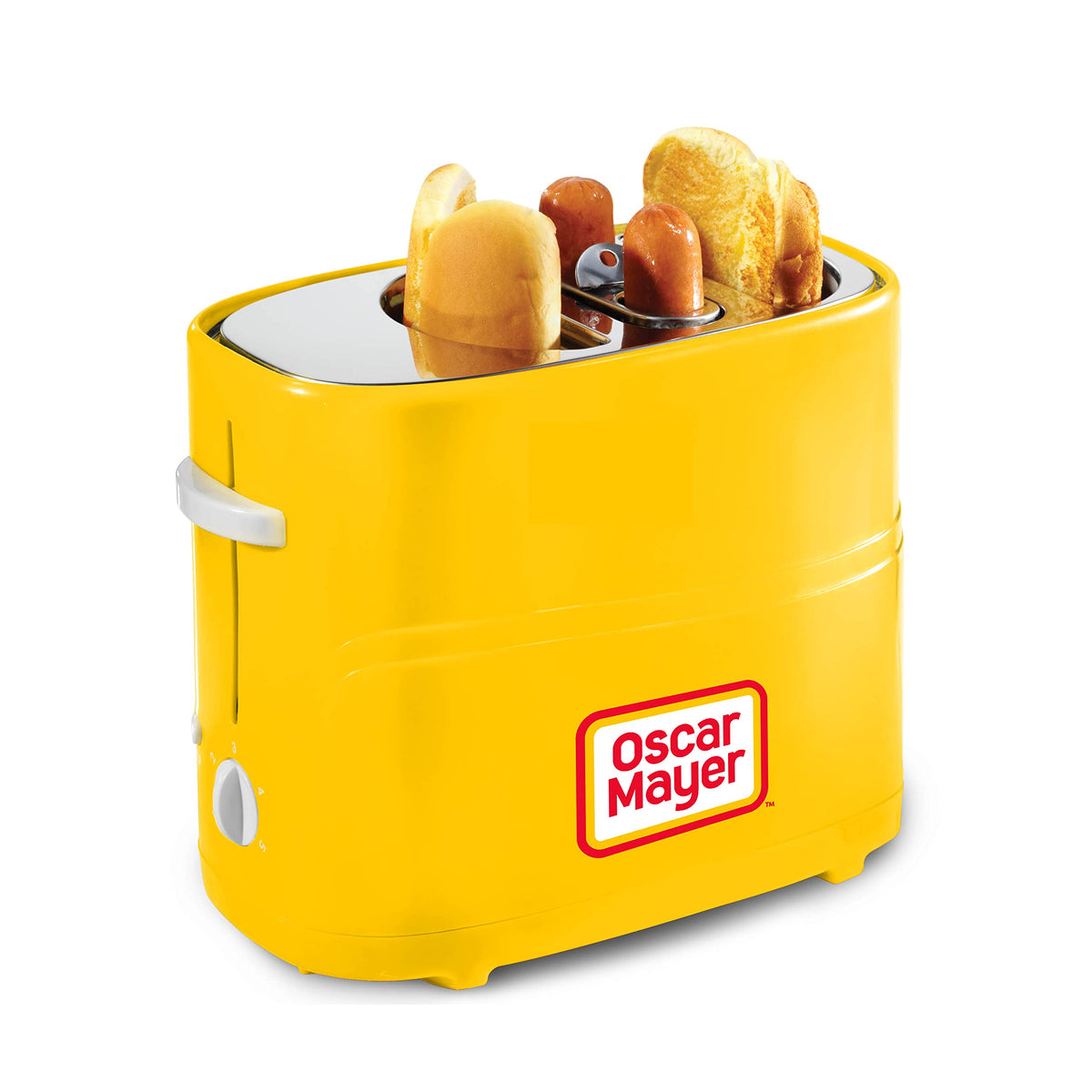 Nostalgia 2 Slot Hot Dog and Bun Toaster with Mini Tongs, Retro Hot Dog Toaster, Hot Dog Cooker that Works with Chicken, Turkey, Veggie Links, Sausages and Brats, Metallic Red