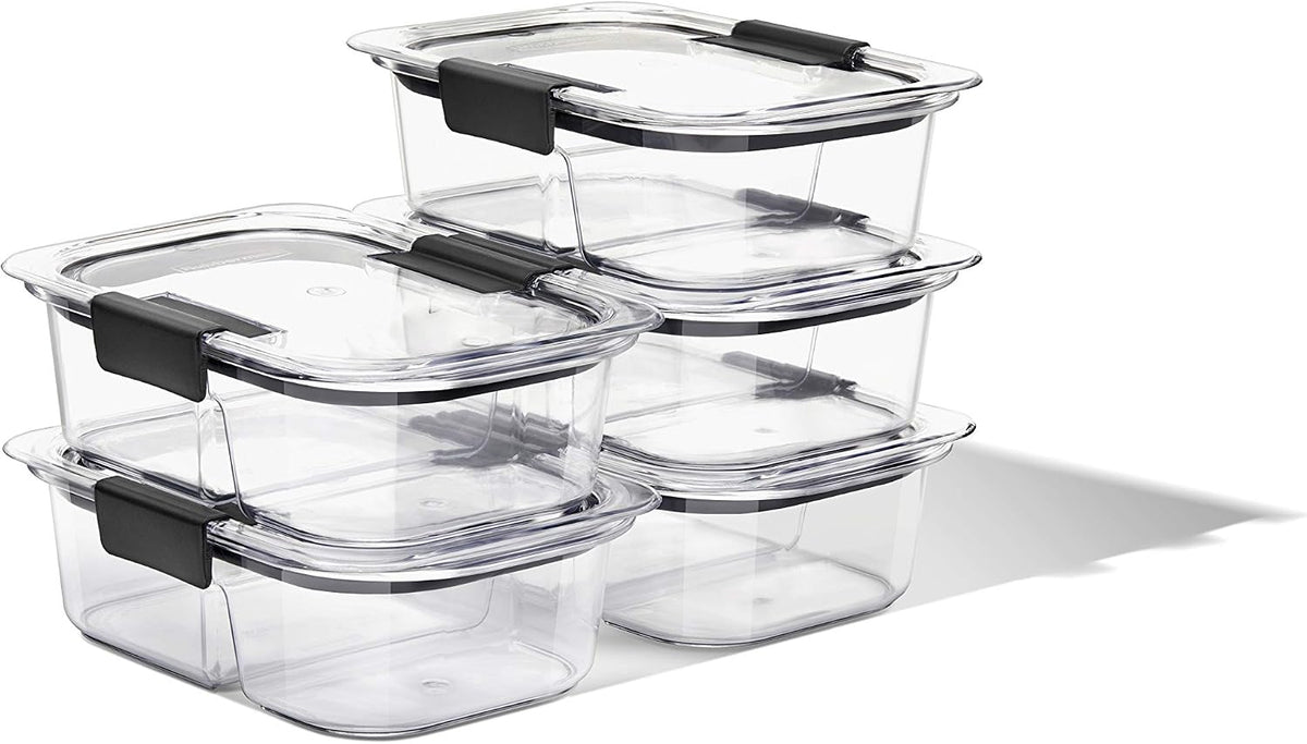 Rubbermaid Brilliance Tritan Plastic Food Storage Containers BPA Free Airtight Lids Ideal for Lunch Meal Prep & Leftovers Set of 5 (3.2 Cup)