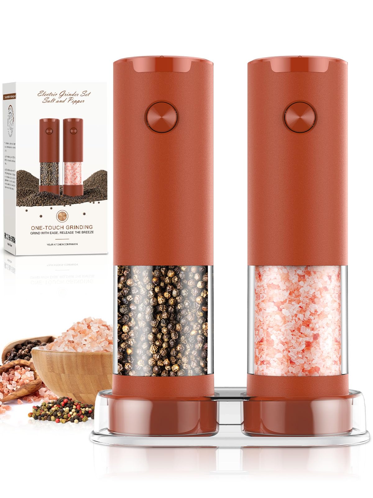 Electric Salt and Pepper Grinder Set Automatic Battery Pepper Mill Shakers Adjustable Coarseness Upgraded Larger Capacity with Led Home and Kitchen Appliances White Elephant Gifts for Women Men