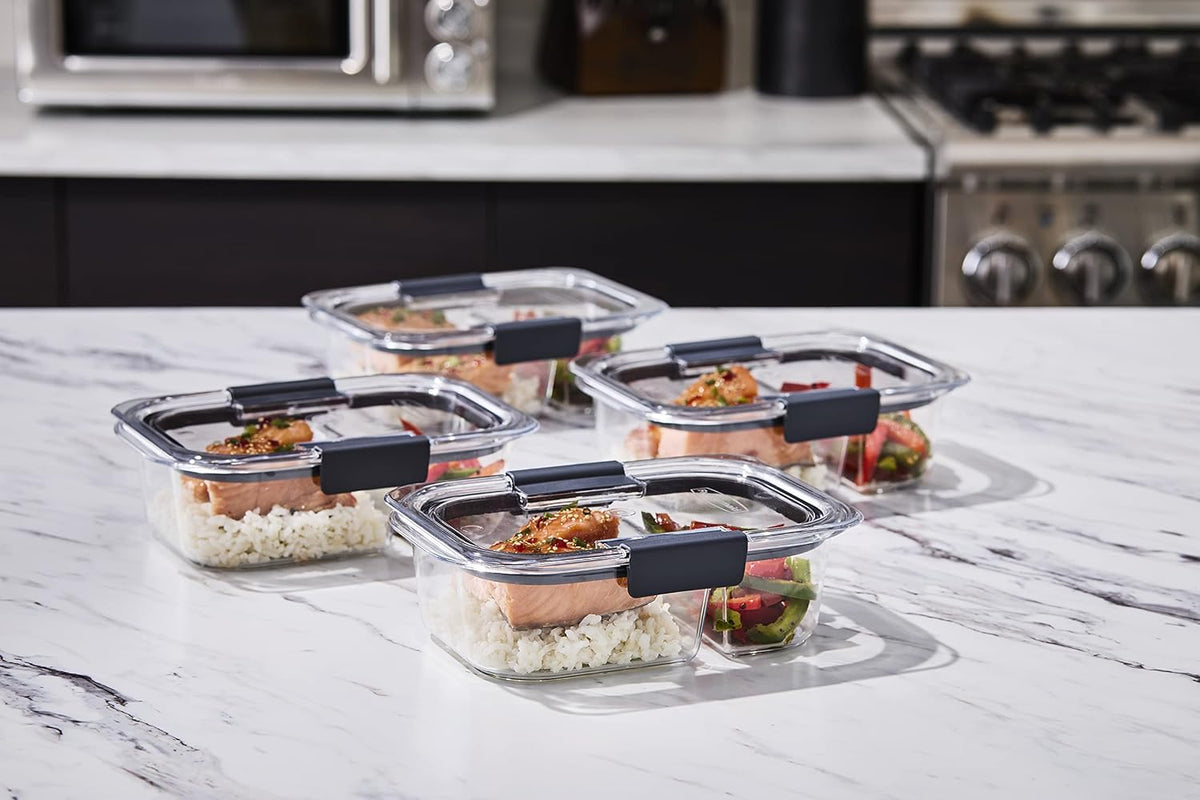 Rubbermaid Brilliance Tritan Plastic Food Storage Containers BPA Free Airtight Lids Ideal for Lunch Meal Prep & Leftovers Set of 5 (3.2 Cup)