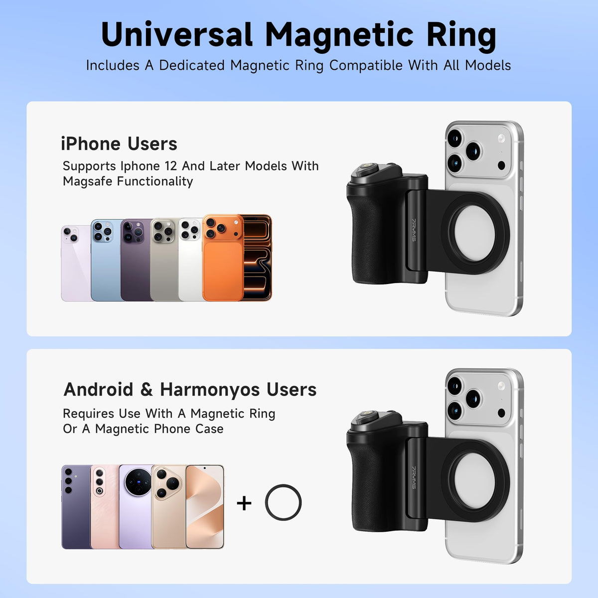 7RYMS 7RIG G1 Magnetic Phone Camera Grip for iPhone Android-Wireless Remote