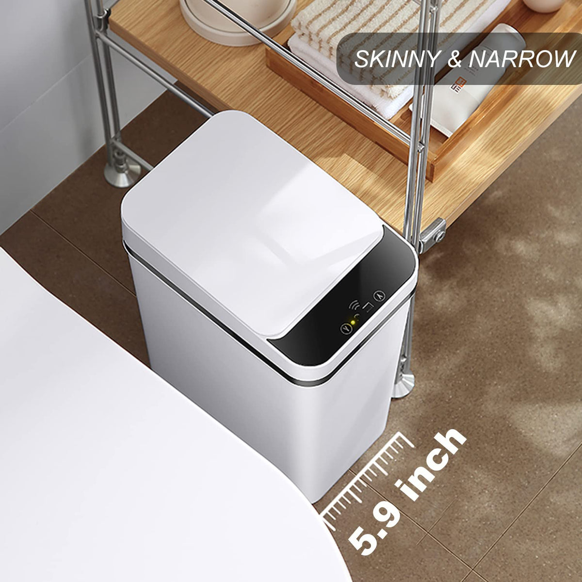 Touchless Bathroom Trash Can - 2.5 Gallon Smart Trash Can Sensor Motion