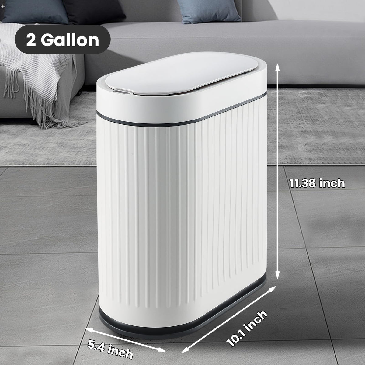 SYNCVIBE Bathroom Sensor Trash Can with Lid, 2 Gallon, Black Gold