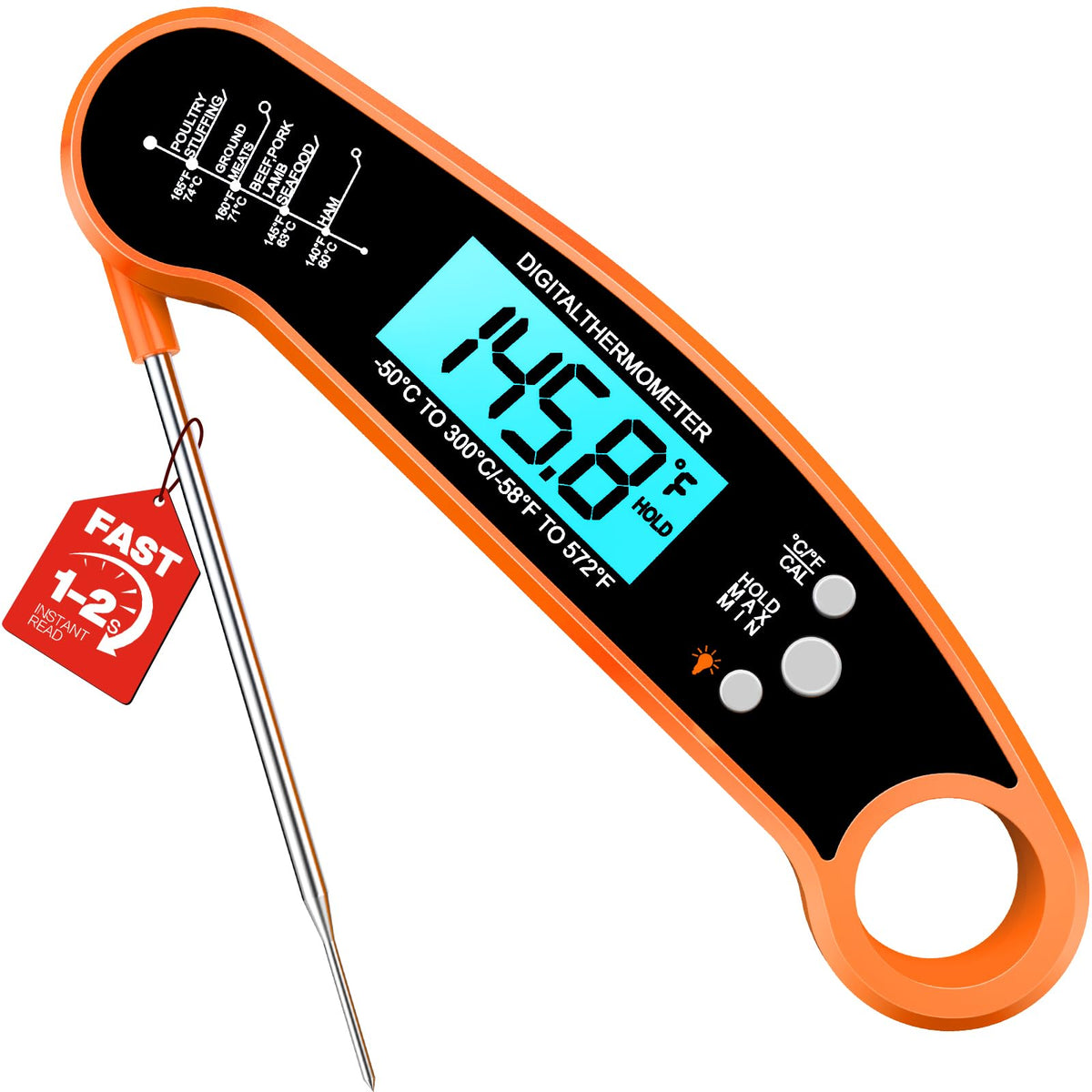 Meat Thermometer Digital, 1-2 Sec Instant Read, Grilling, Cooking, Food
