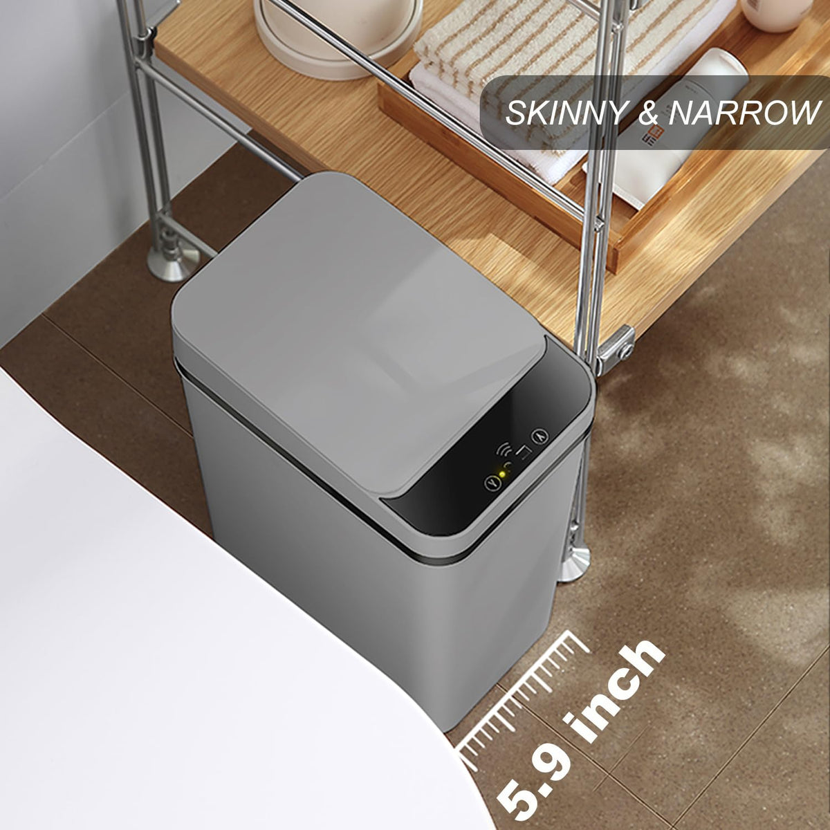 Touchless Bathroom Trash Can - 2.5 Gallon Smart Trash Can Sensor Motion