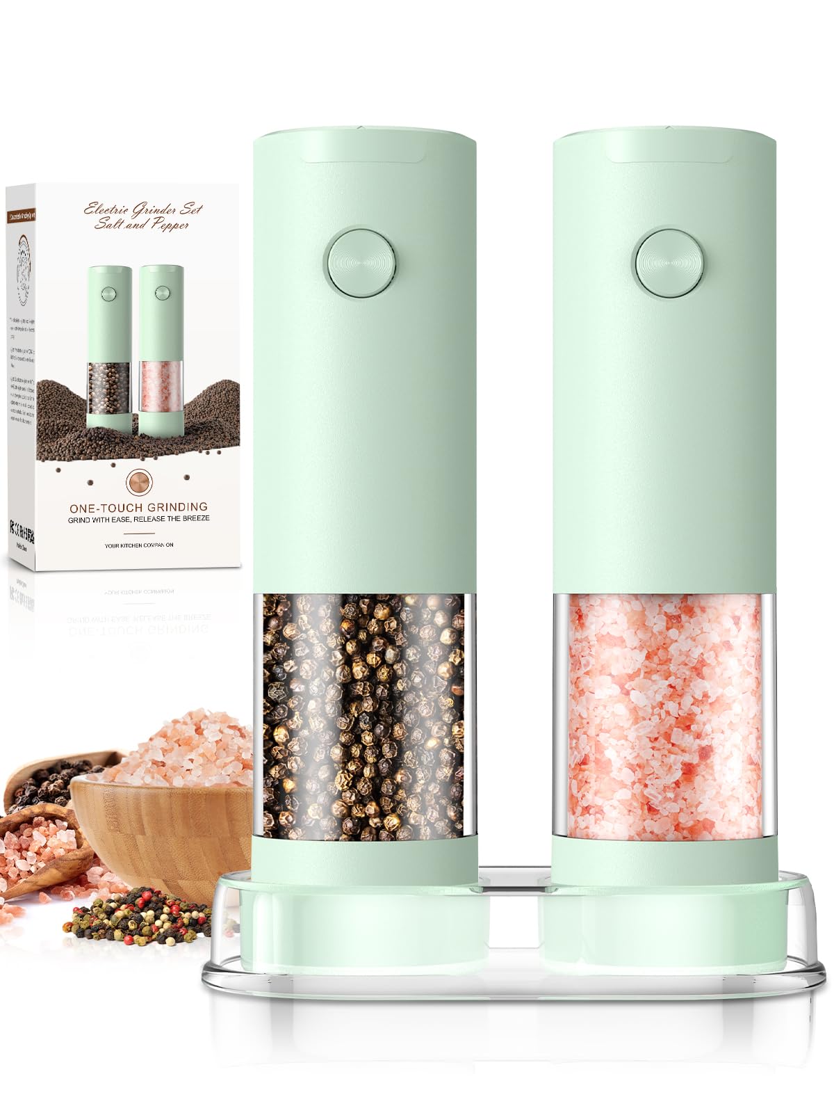 Electric Salt and Pepper Grinder Set Automatic Battery Pepper Mill Shakers Adjustable Coarseness Upgraded Larger Capacity with Led Home and Kitchen Appliances White Elephant Gifts for Women Men