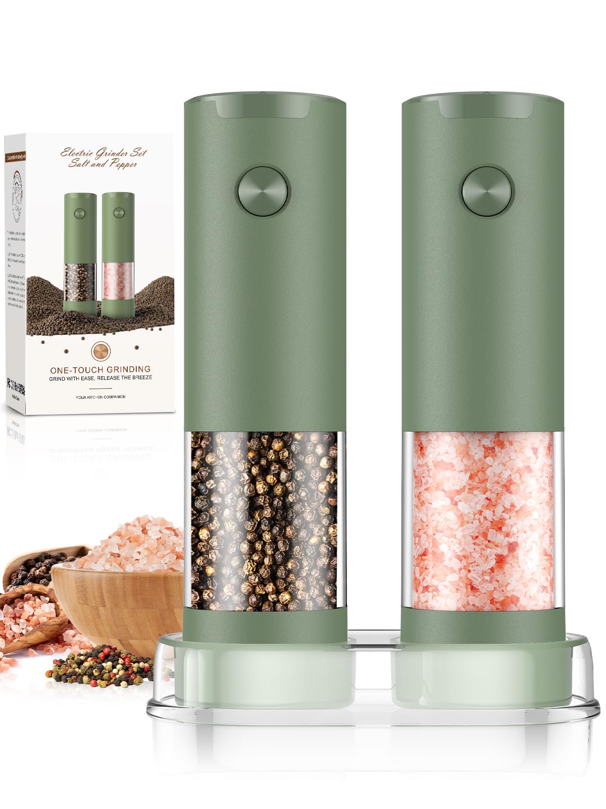 Electric Salt and Pepper Grinder Set Automatic Battery Pepper Mill Shakers Adjustable Coarseness Upgraded Larger Capacity with Led Home and Kitchen Appliances White Elephant Gifts for Women Men