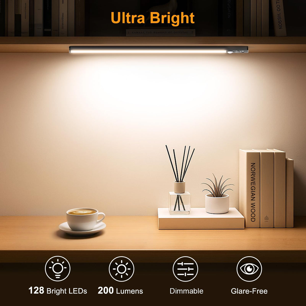 Gritin 10.2inch Under Cabinet Lighting Rechargeable 2 Pack