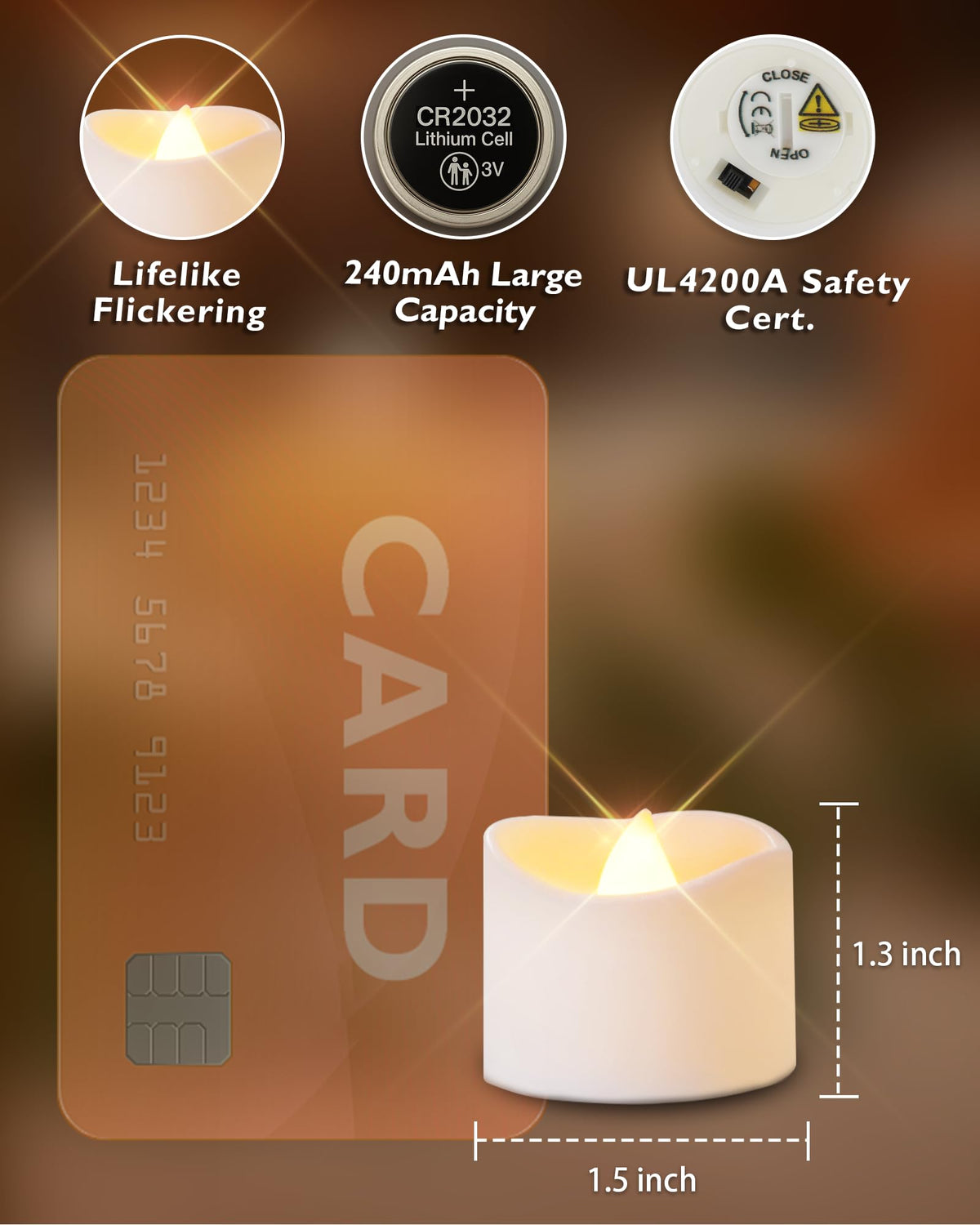 Homemory 24-Pack Purple Flameless Battery Tea Light Candles, 200+ Hours
