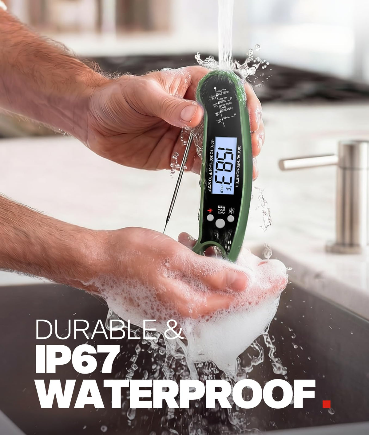 Meat Thermometer Digital, 1-2 Sec Instant Read, Grilling, Cooking, Food
