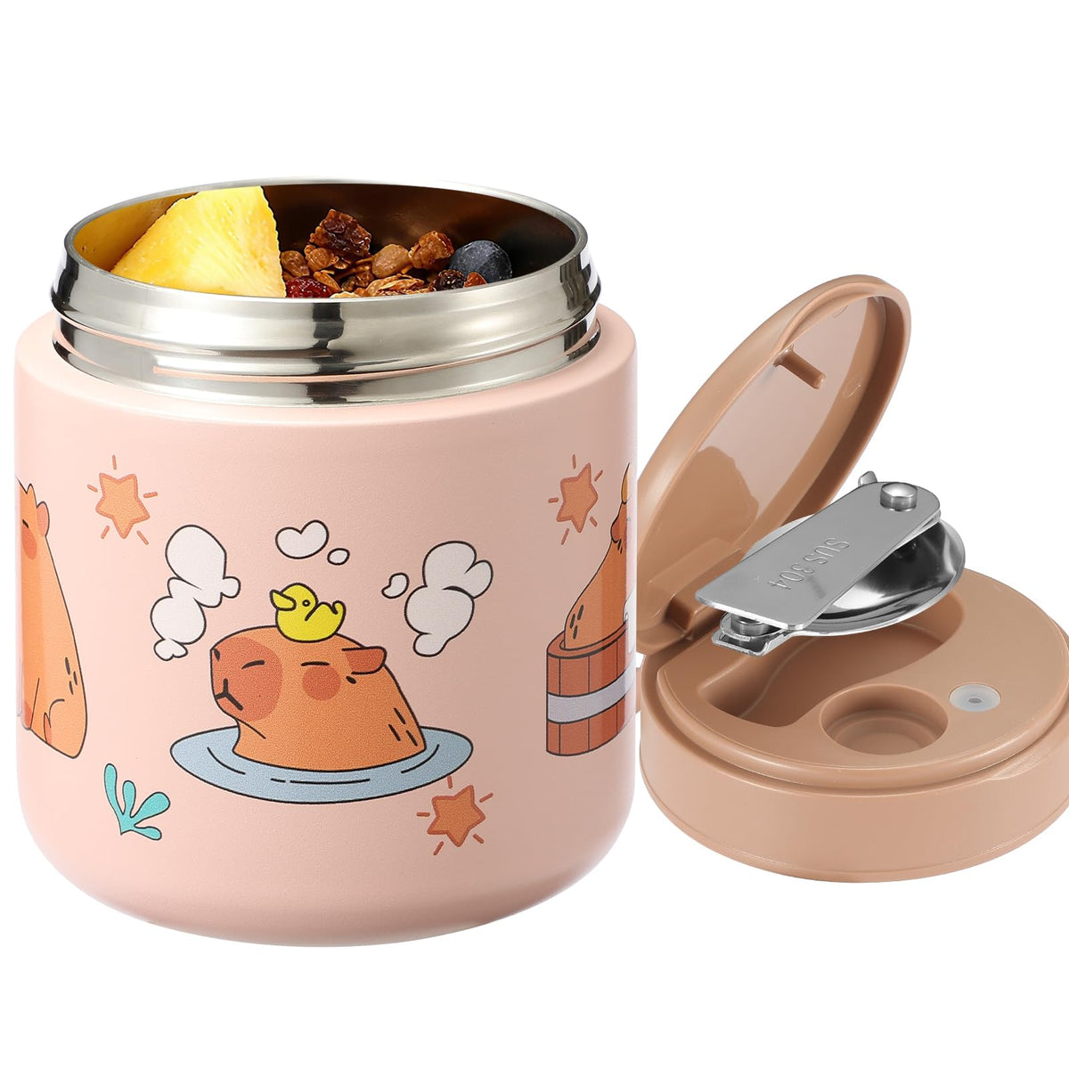 15.2 oz Kids Thermo Food Jar for Hot Food & Soup, Folding Spoon, Blue