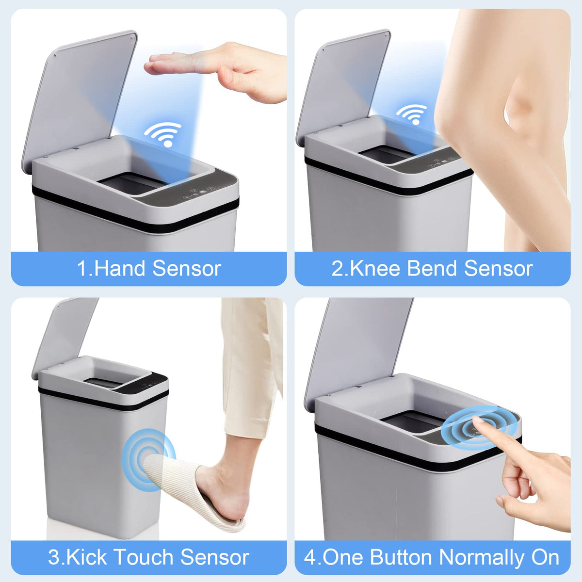 Anborry Bathroom Smart Touchless Trash Can 2.2 Gallon Automatic Motion Sensor Rubbish Can with Lid Electric Narrow Small Garbage Bin for Kitchen, Office, Living Room, Toilet, Bedroom, RV
