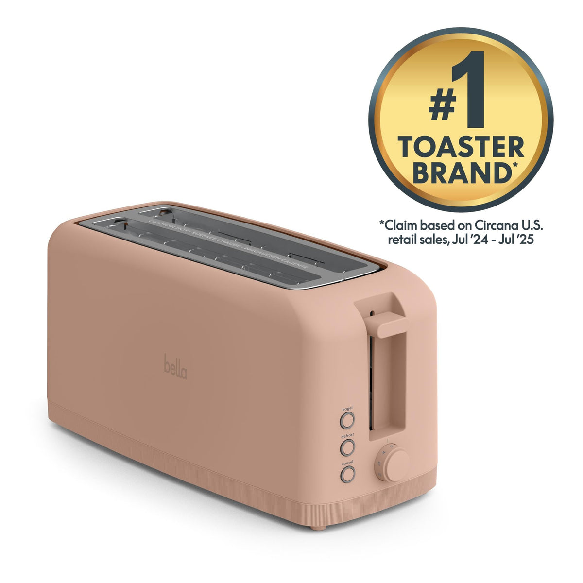 bella Fits-Anywhere™ 2-Slice Slim Toaster, Long Slot & Extra Wide, Oatmilk