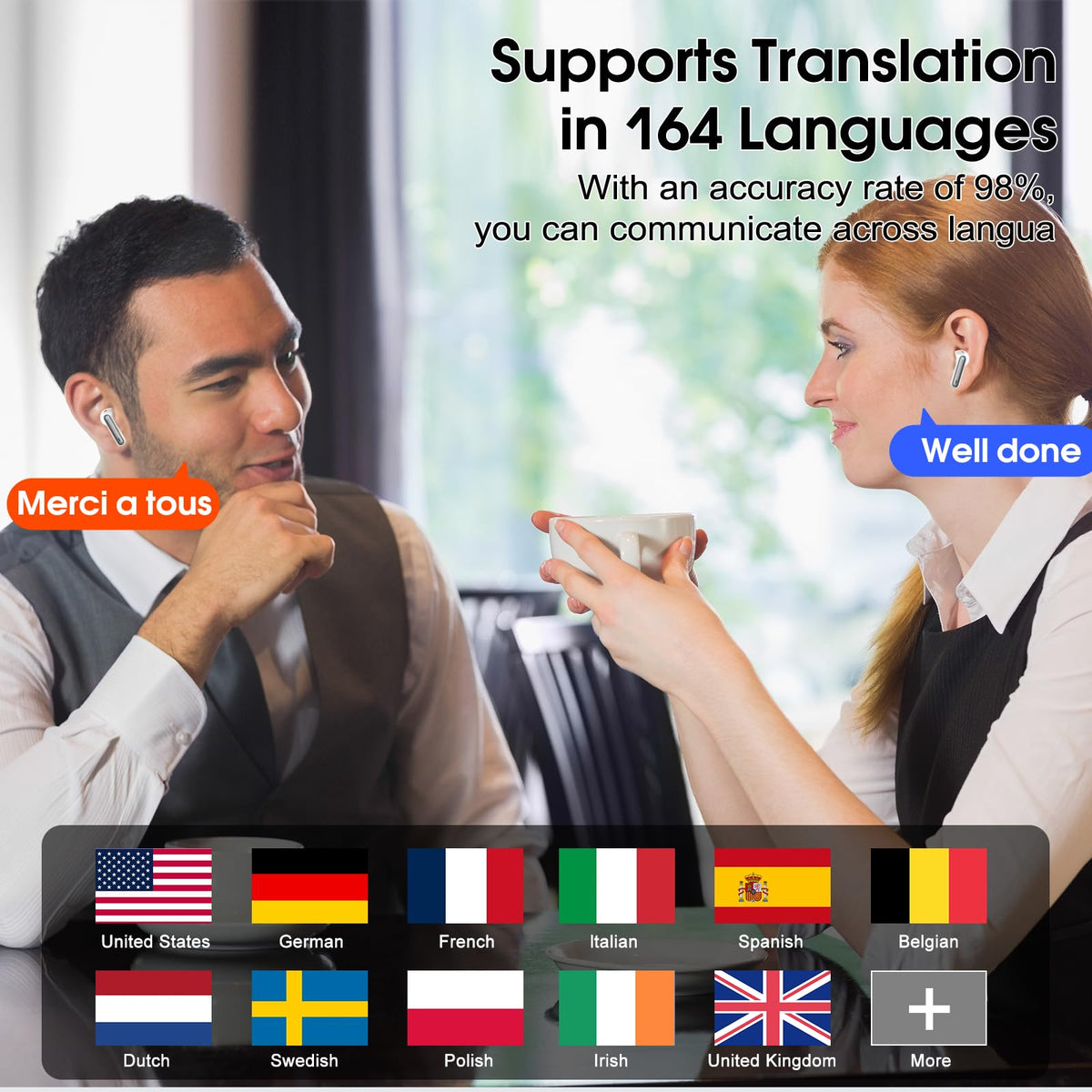 Real Time AI Translation Earbuds 165 Languages 6 Modes No Subscription