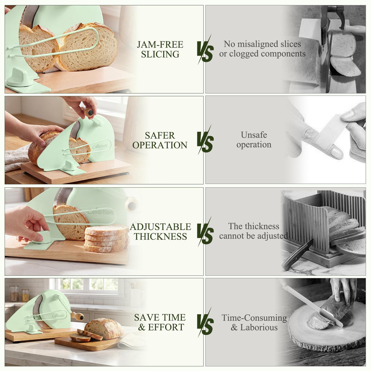 Manual Bread Slicer for Homemade Bread,Even Slicing from Thin to Thick