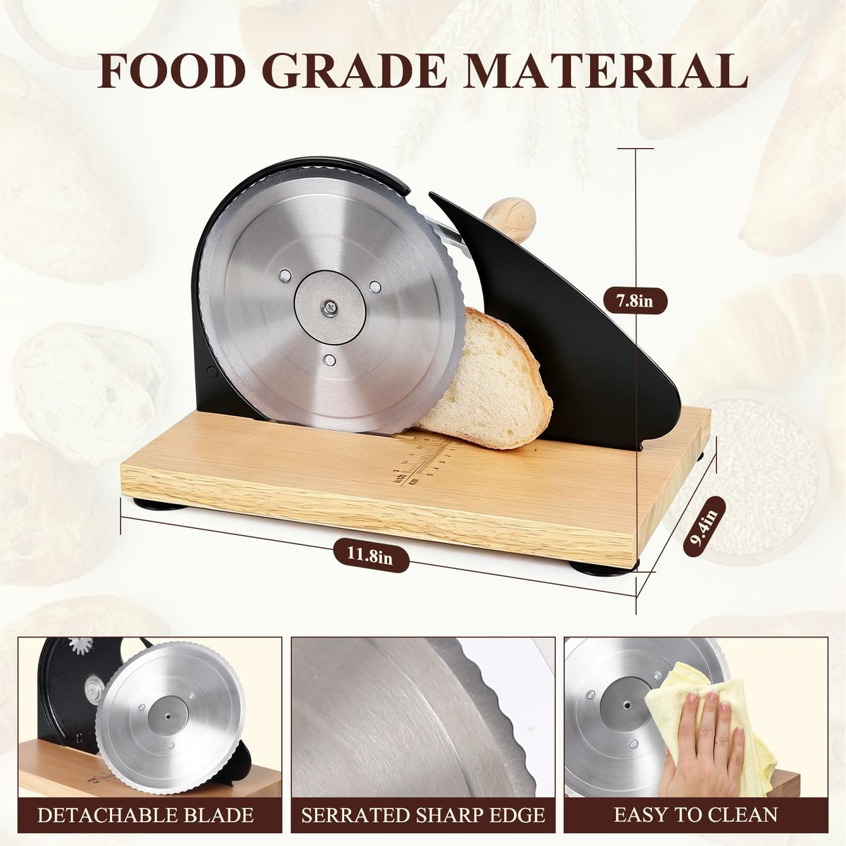 Manual Bread Slicer for Homemade Bread,Even Slicing from Thin to Thick