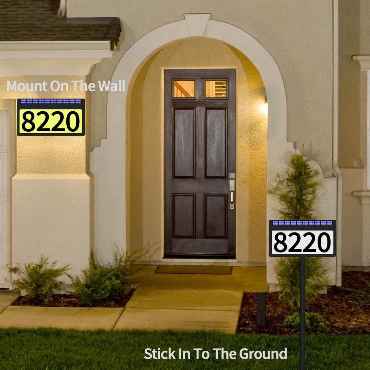 11.8 Inch Solar Powered Address Sign, Larger Size House Number Plaque