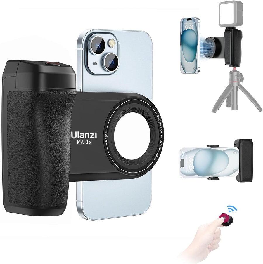 ULANZI MA35 Selfie Phone Tripod Mount, 2-in-1 Magnetic &Phone Clip Grip