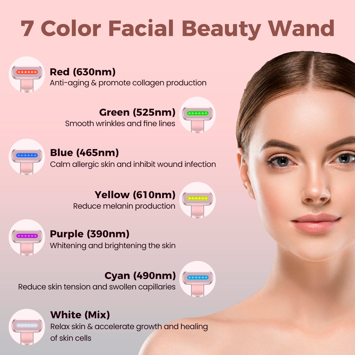 4-in-1 Light-Therapy-Wand,Red Light Therapy for Face and Neck - Microcurrent Facial Device for Anti-Aging - Face & Eye Massager Skincare (2 Colors led Light)