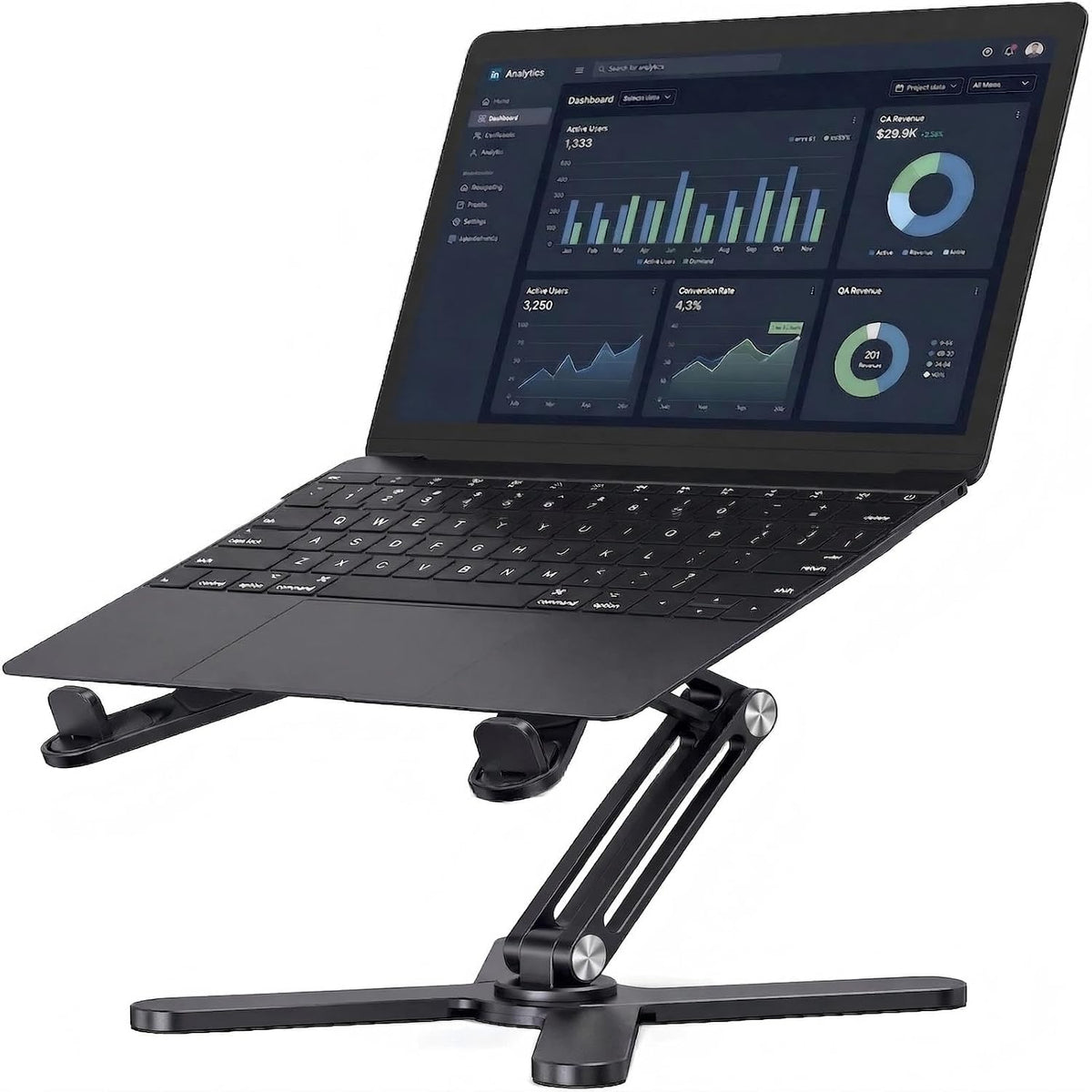 360 Rotating Laptop Stand Riser, Foldable for Desk, Black
