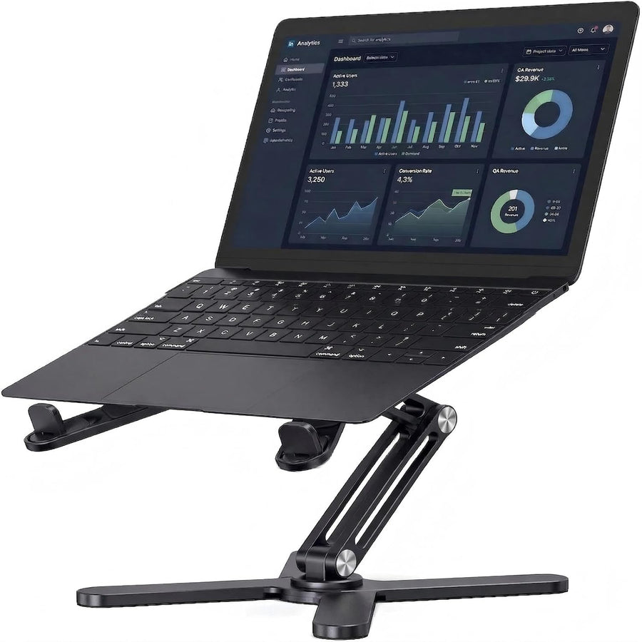 360 Rotating Laptop Stand Riser, Foldable for Desk, Black