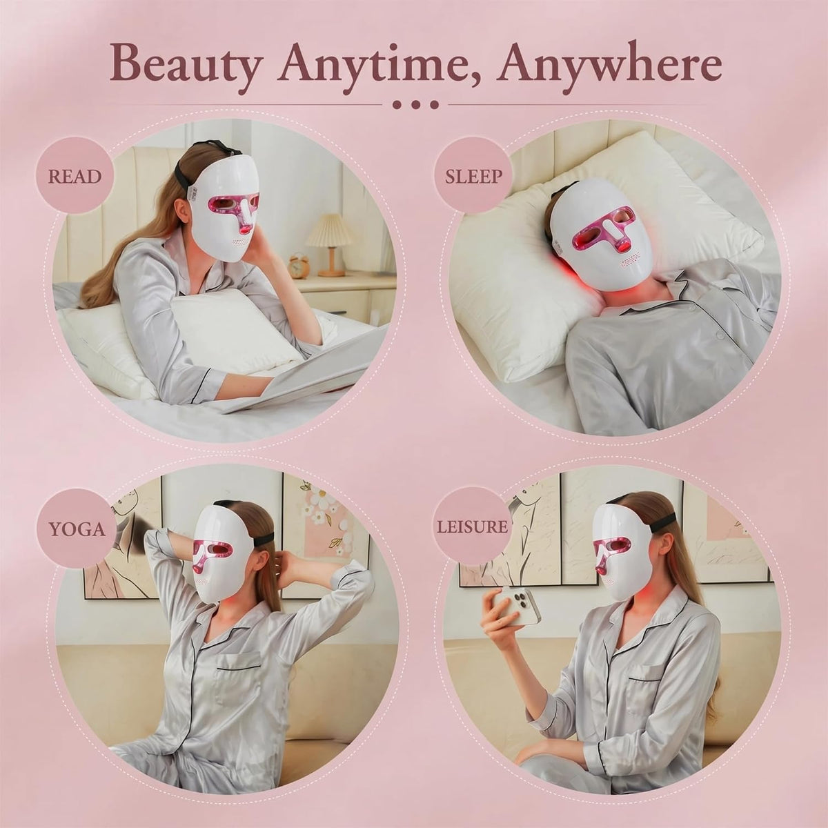Red Light Therapy for Face, 7 Colors LED Face Mask Rechargeable