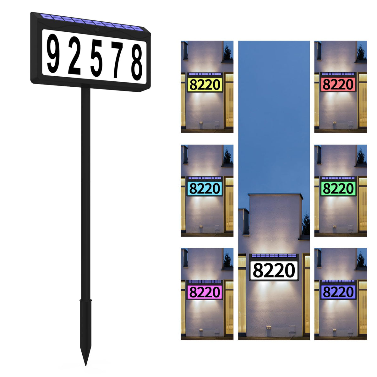11.8 Inch Solar Powered Address Sign, Larger Size House Number Plaque